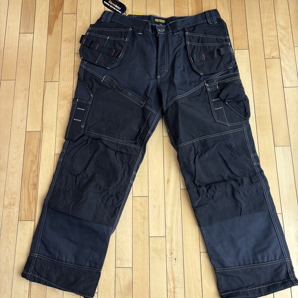 Blaklader 1600 Work Pants Black Cordura YKK Zip Men's Size 38x30 New With Tags